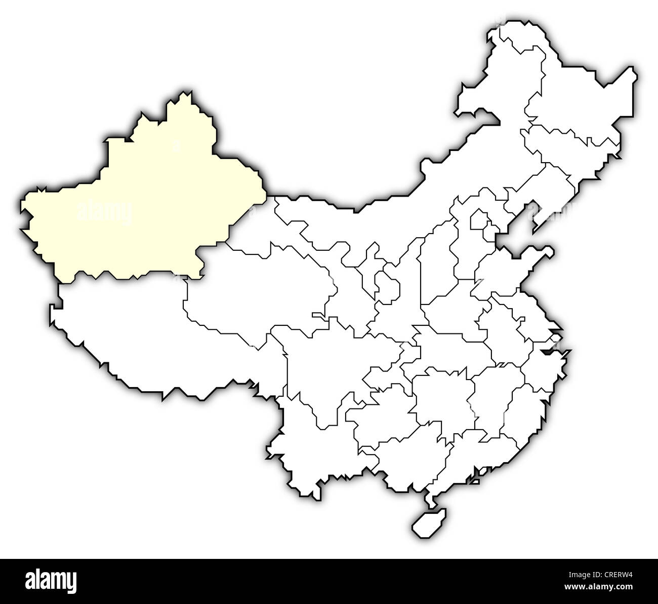 Political Map Of China Political Map Of China With The Several Provinces Where Xinjiang Is  Highlighted Stock Photo - Alamy