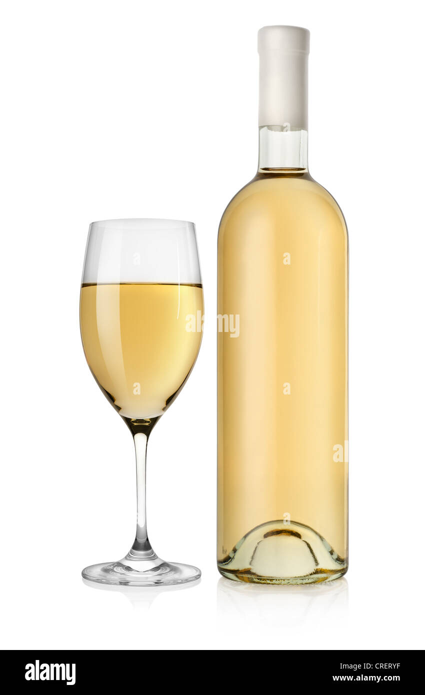 Bottle of white wine isolated on a white background Stock Photo Alamy