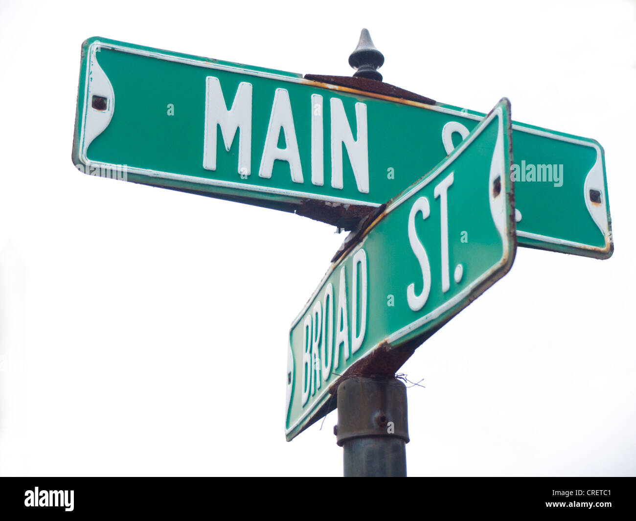 main and broad street sign Stock Photo Alamy