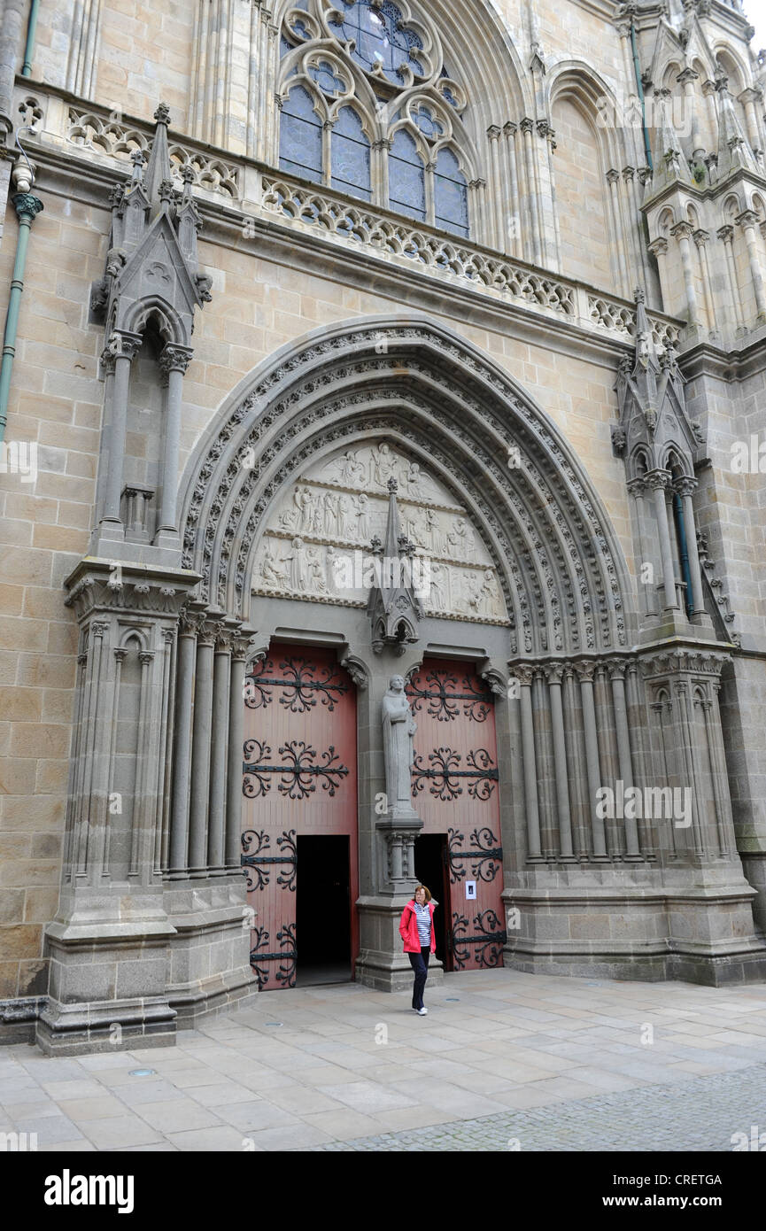 Vannes Cathedral Brittany France entrance door Stock Photo