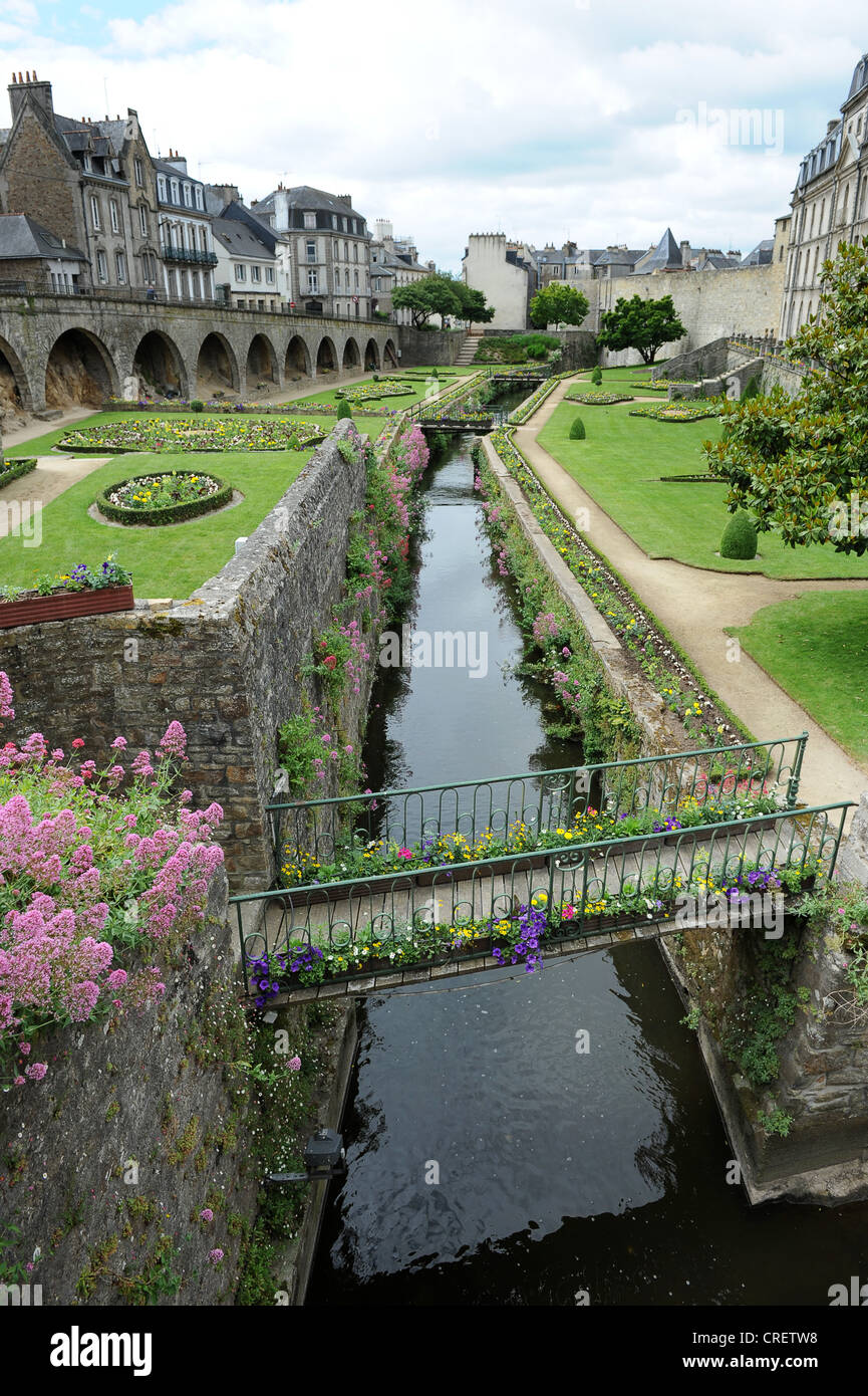 Vannes Gardens and city walls Les Jardins de Vannes Brittany France Stock Photo