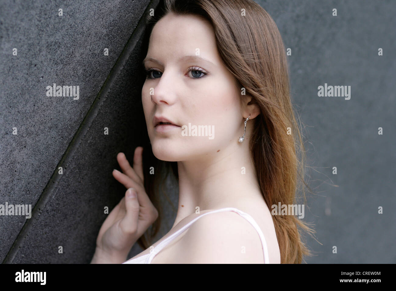 portrait of a young beautiful woman, Germany Stock Photo