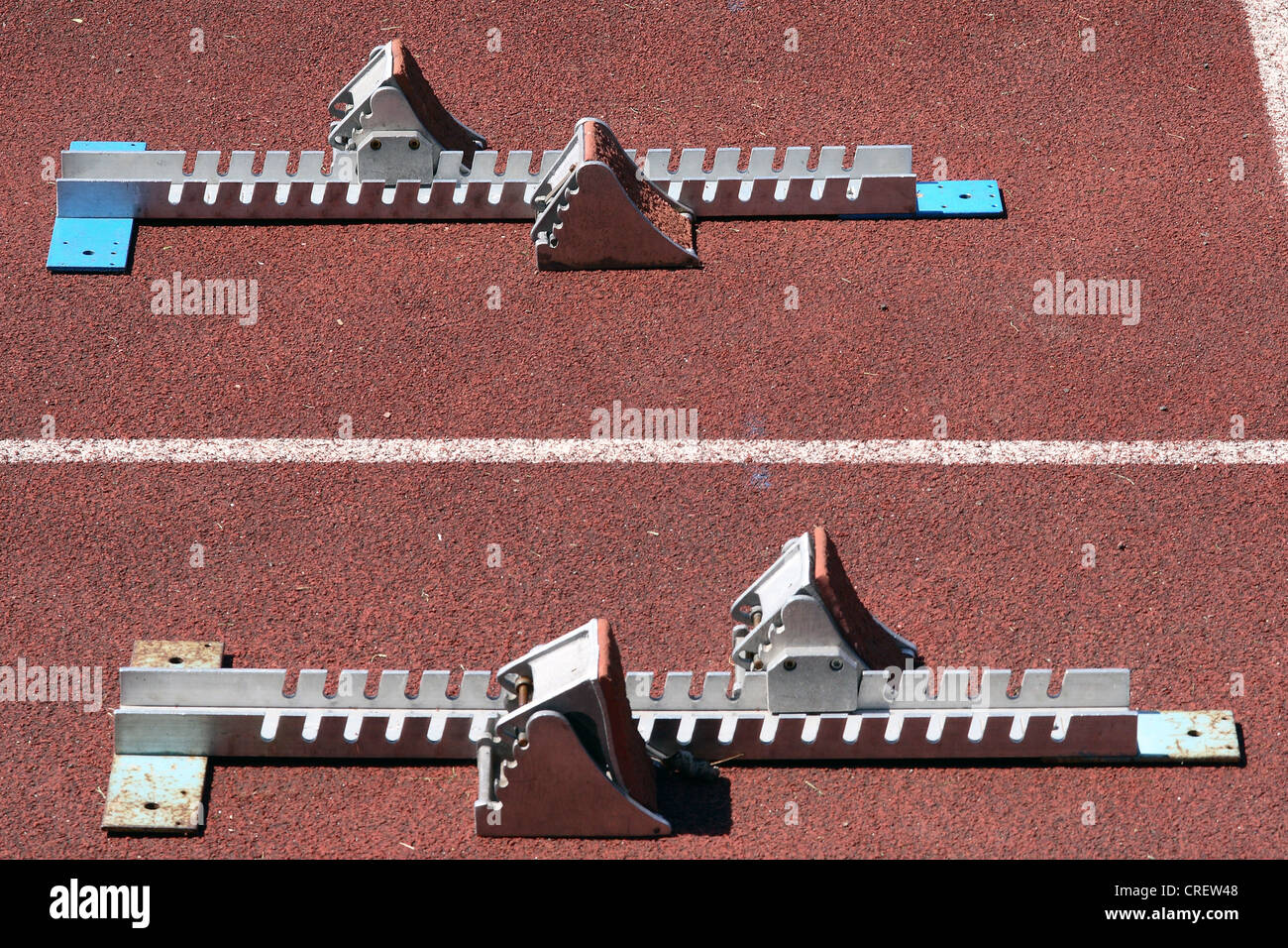 Athletic track athletics starting blocks hires stock photography and