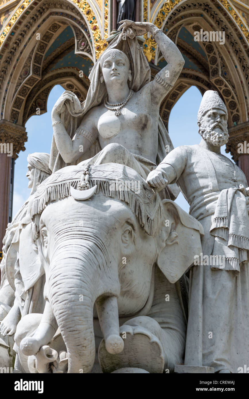 Asia group of sculptures at Albert Memorial, London, England. Stock Photo