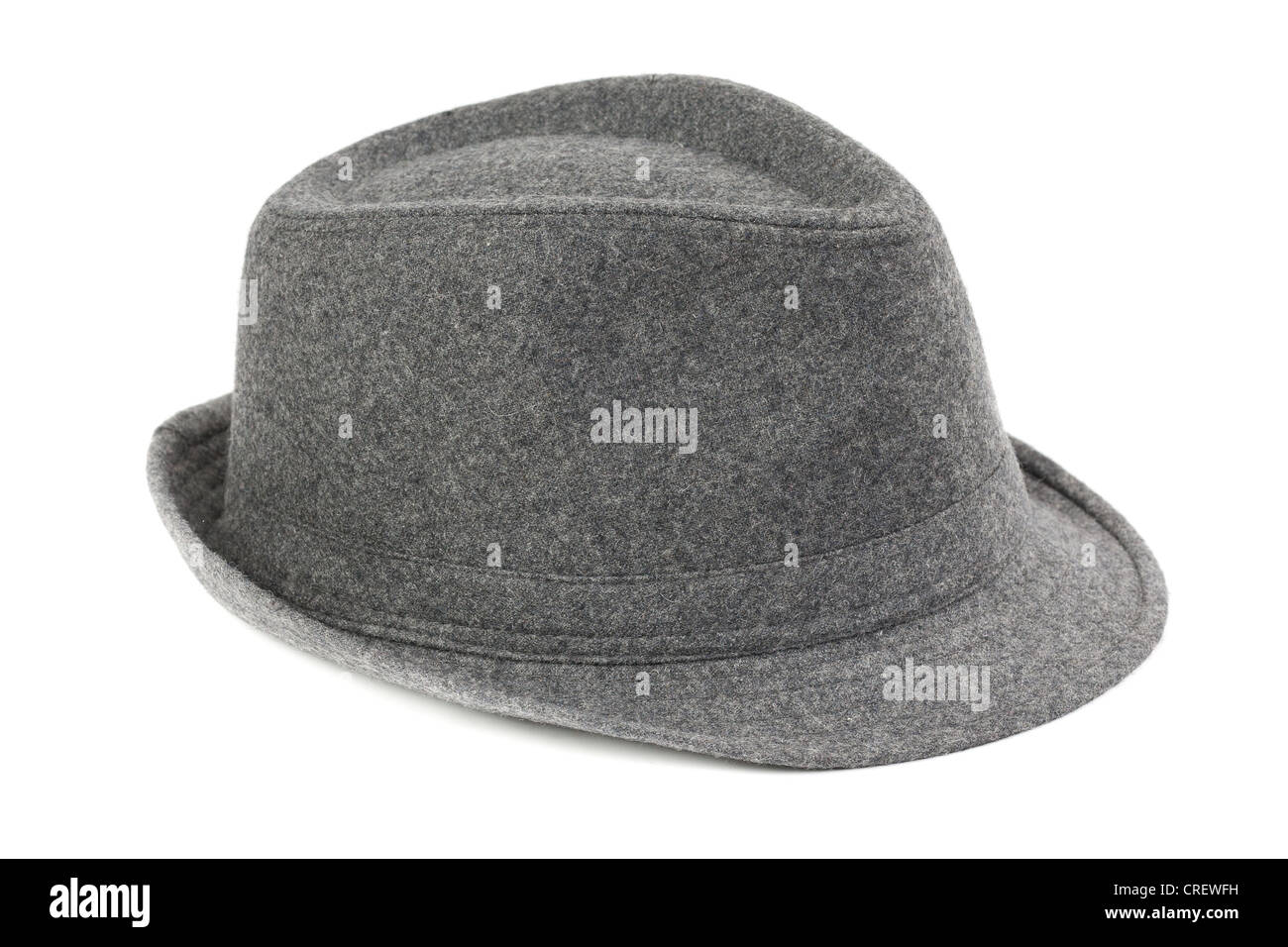 Stylish gray fedora hat. Isolate on white Stock Photo - Alamy