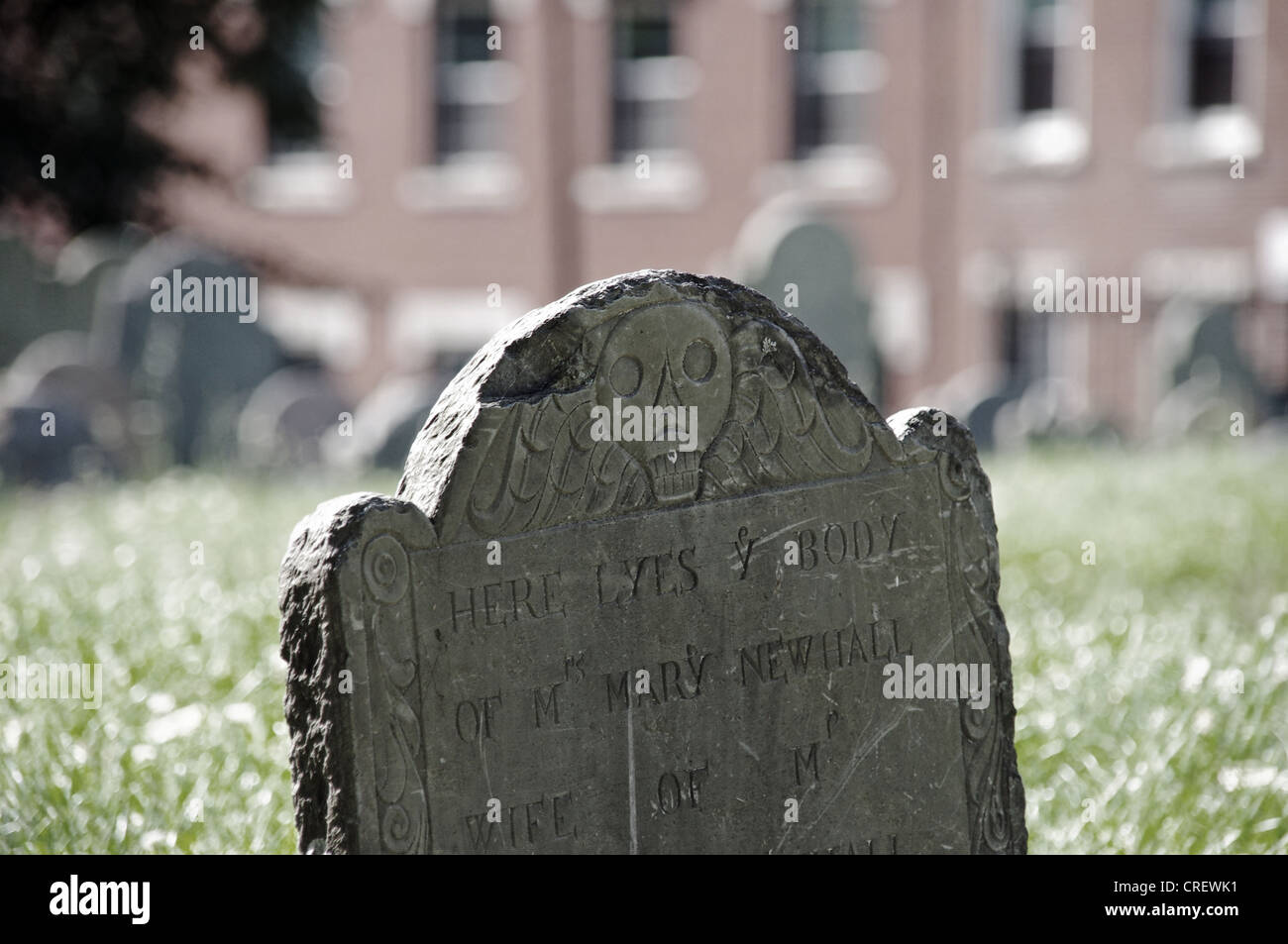 Cemetery Boston Freedom Trail graves gravestone Stock Photo