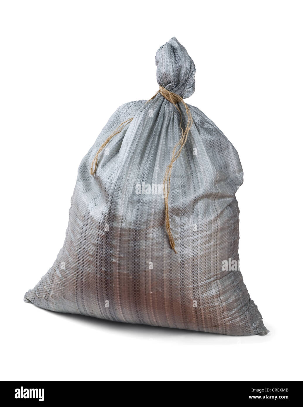 Grey plastic woven sack isolated on white Stock Photo