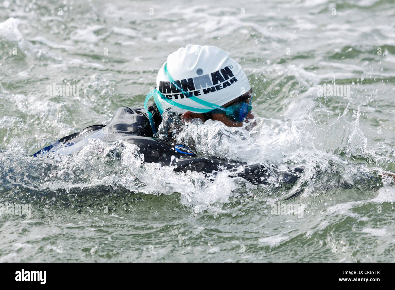 triathlon of Ameland, swimming sportsmen, Netherlands, Ameland Stock Photo