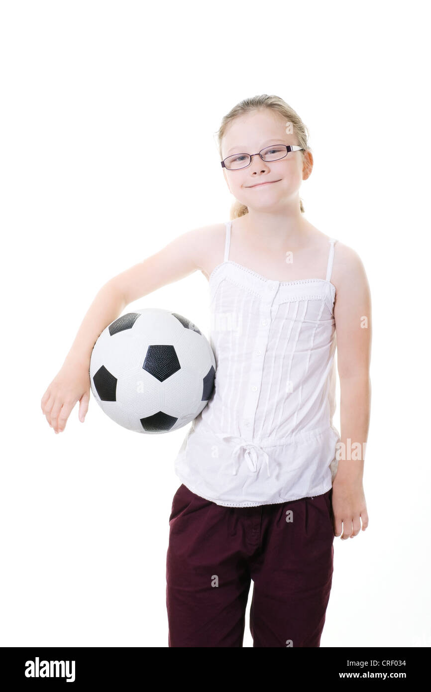 girl holding soccer ball Stock Photo Alamy