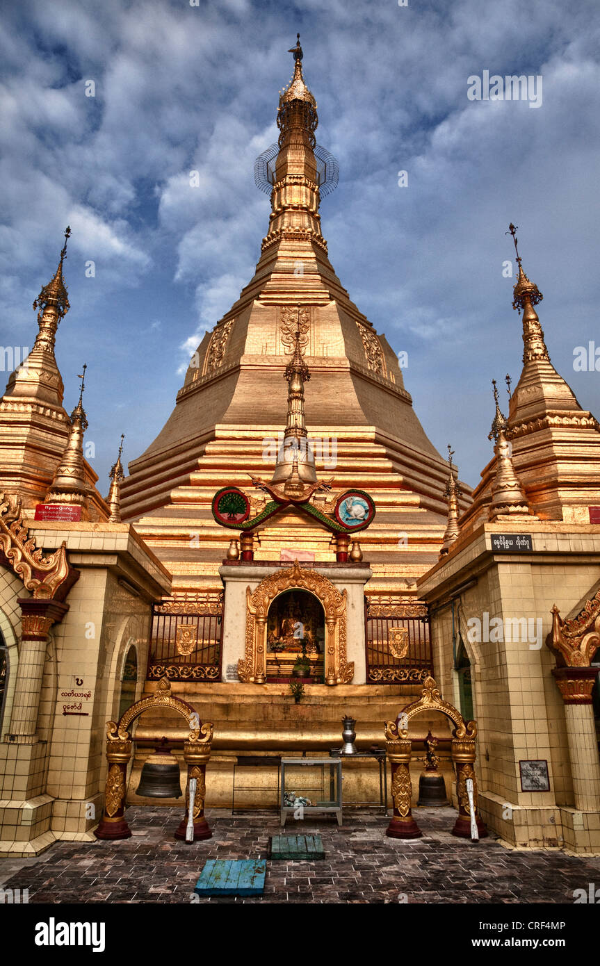 Myanmar, Burma, Yangon. Sule Pagoda, Buddha Shrine. Stock Photo