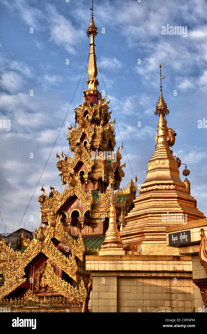Myanmar, Burma, Yangon. Sule Pagoda. Stock Photo