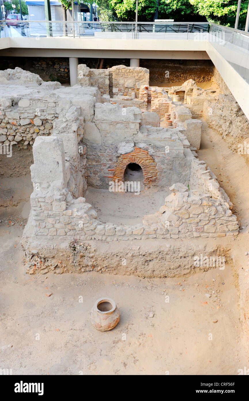 Archaelogical dig site of Roman Bath Athens Greece Stock Photo Alamy