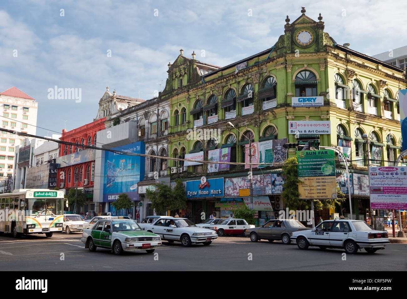 Myanmar, Burma, Yangon. Pansodan Street. Stock Photo