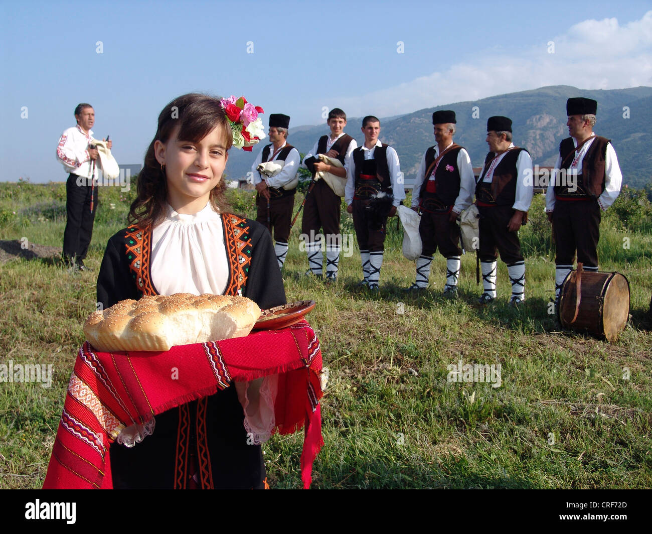 local costume group at the rose festival in Karlovo, Bulgaria Stock Photo