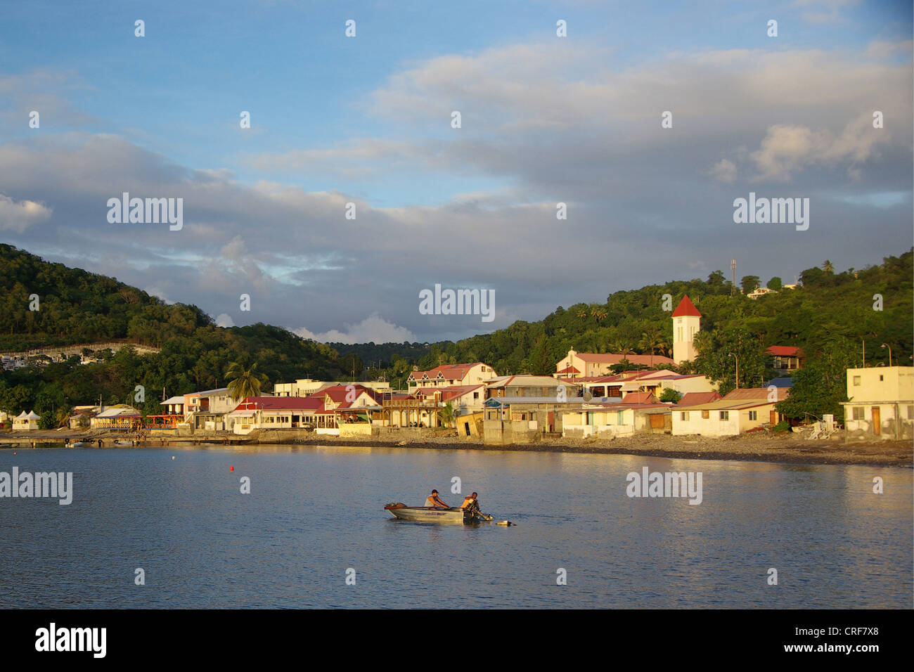 fishing village Basse-Terre in evening light, Guadeloupe, Caribbean Sea Stock Photo