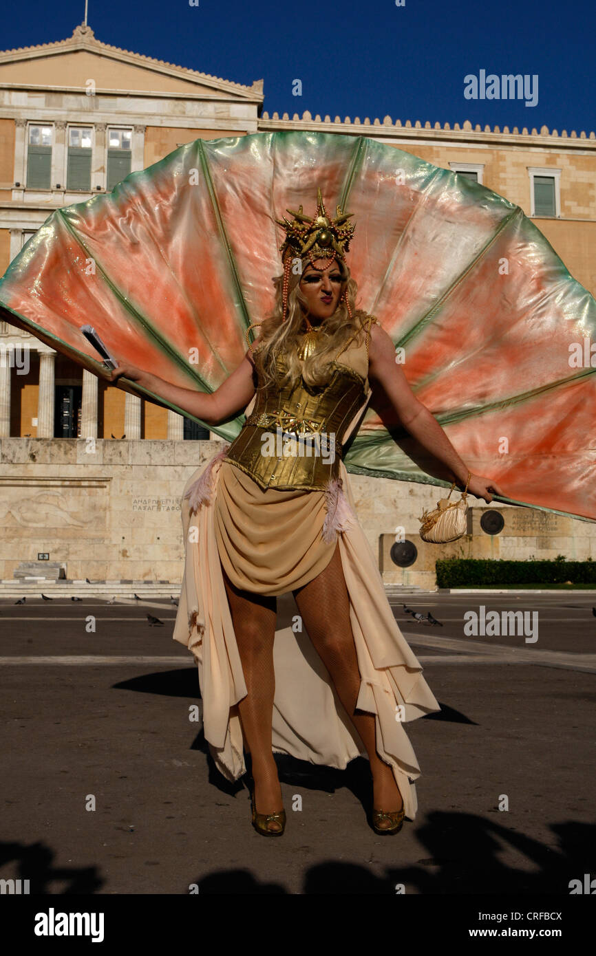 Gay community in Greece parades in the center of Athens Stock Photo