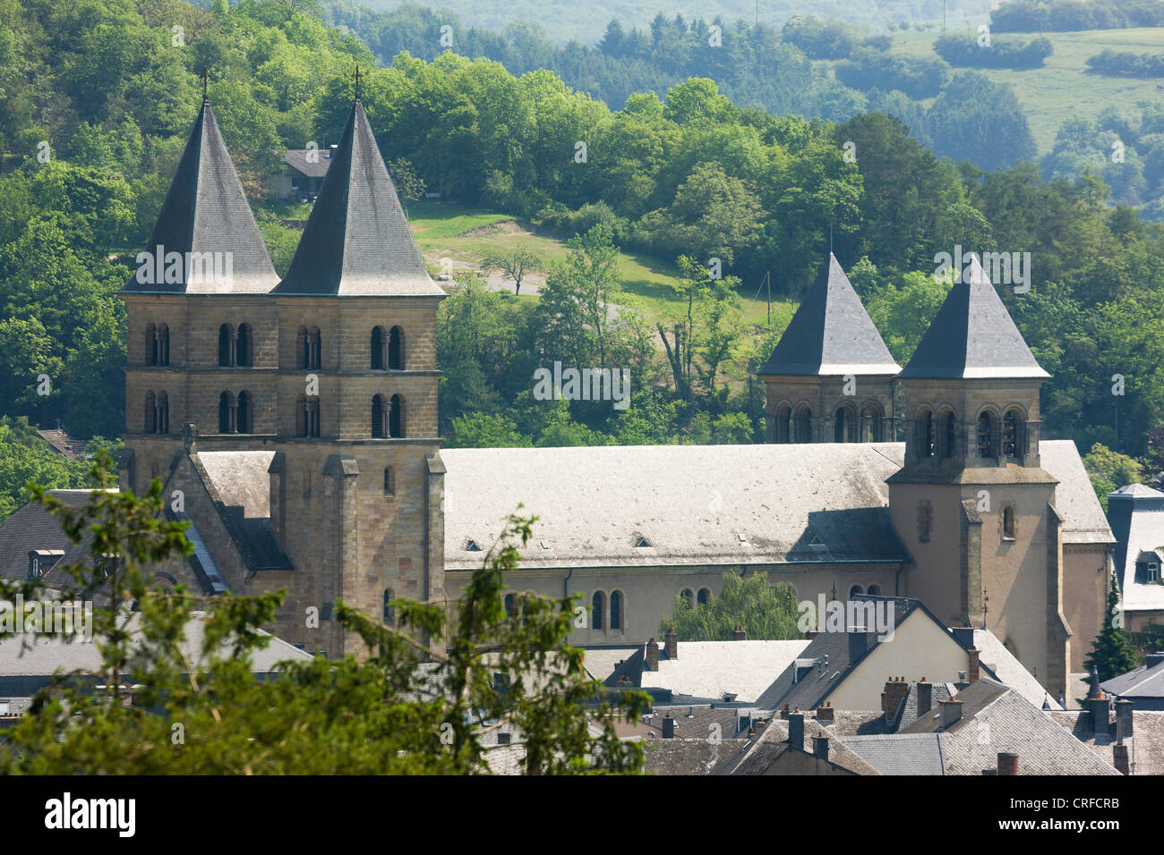 View on the Echternach Basilica from above Stock Photo