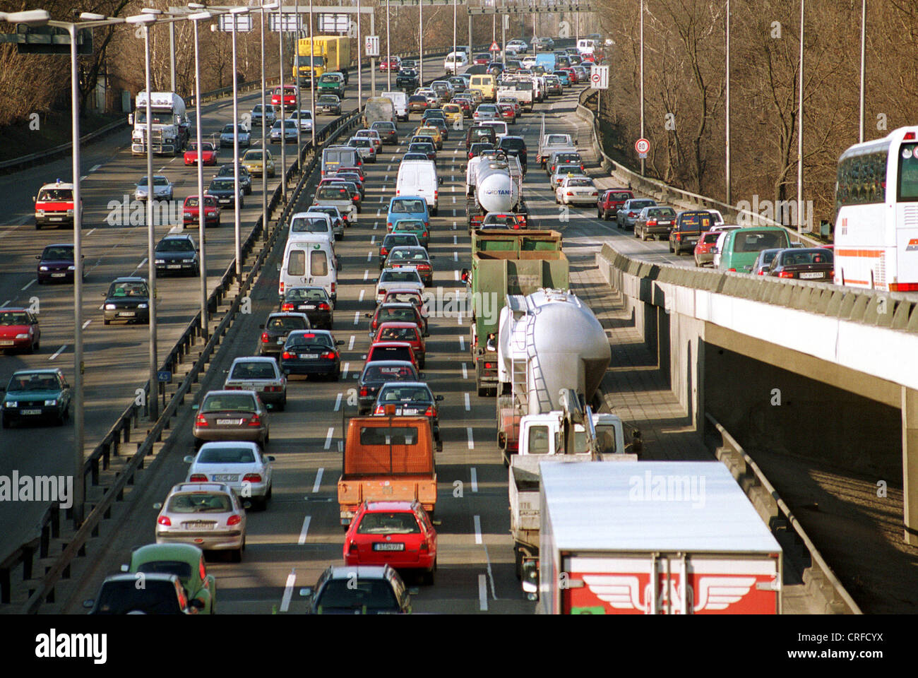 Germany, a traffic jam on the highway in BerlinCharlottenburg Stock