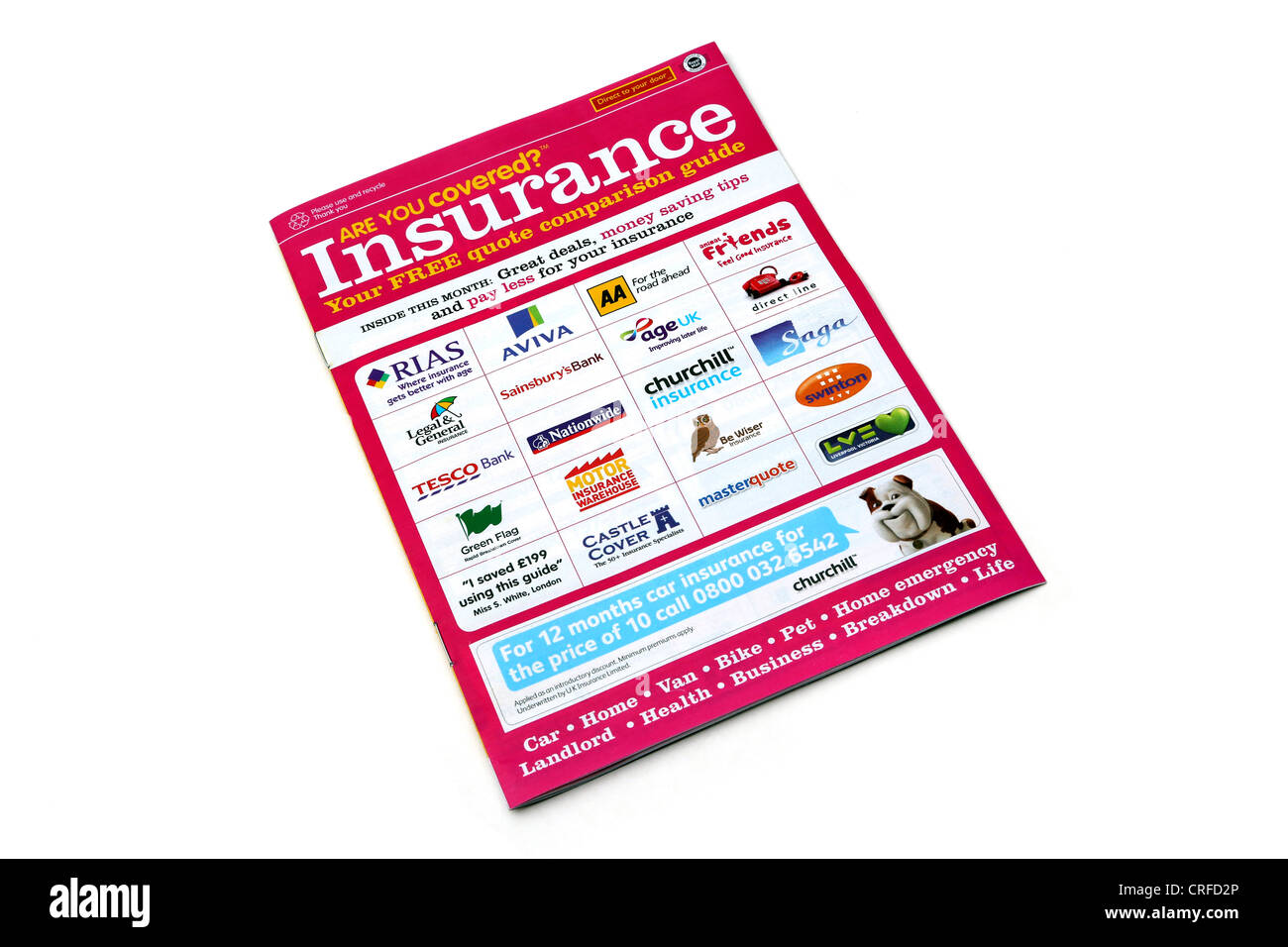 A Brochure Advertising Insurance Companies Comparison Guide Stock Photo