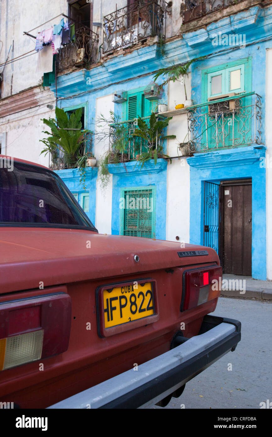 Lada car in Havana, Cuba. Stock Photo