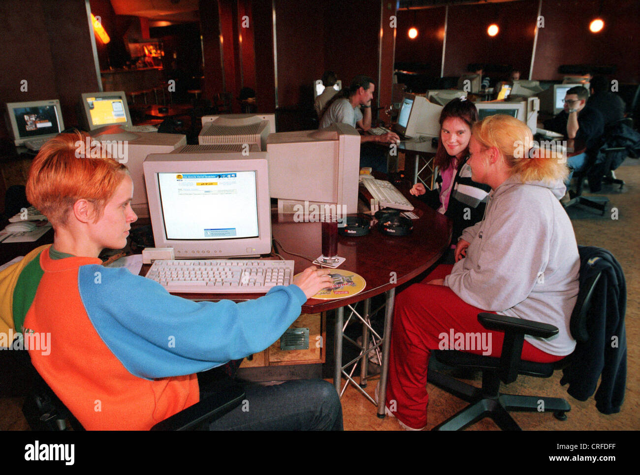 Berlin, Germany, girls surf the Internet cafe in Berlin Stock Photo