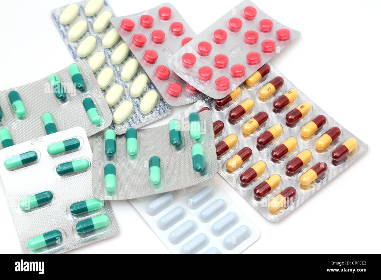 A Collection Of Antibiotics In Blister Packs Stock Photo