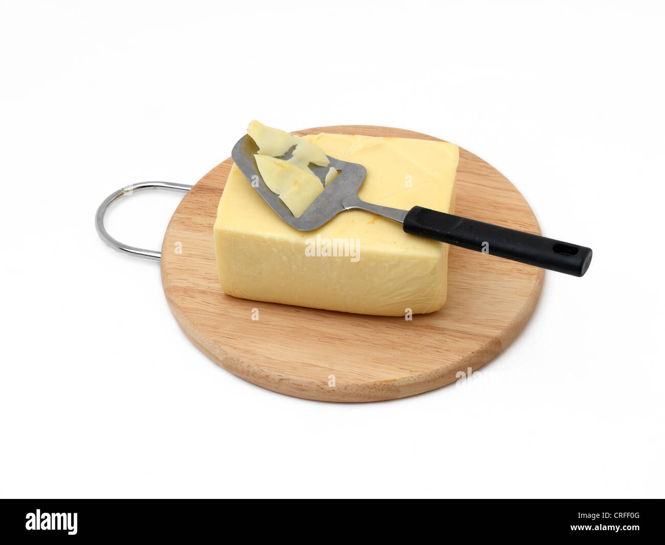 Norvegia Cheese From Norway On Cheese Board With Cheese Slicer Stock