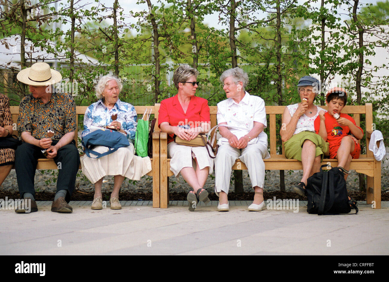 Potsdam, Germany, ice cream eating visitors at BUGA Stock Photo Alamy