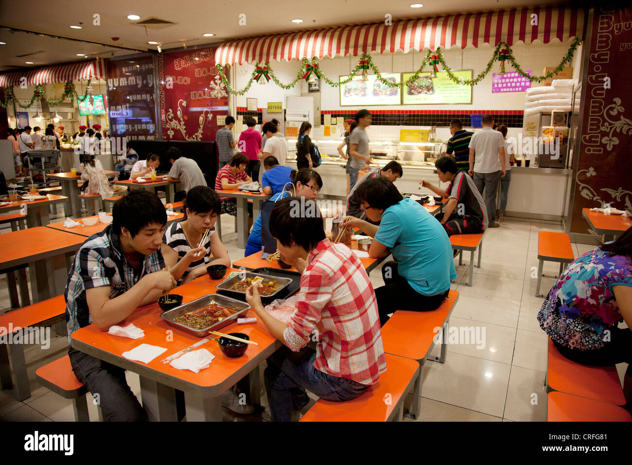 Customers eating in the canteen food hall of eplaza digital shopping