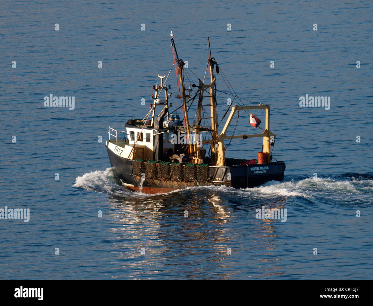 Morel Margh, A commercial scallop dredging trawler, Falmouth Bay, Cornwall, UK Stock Photo