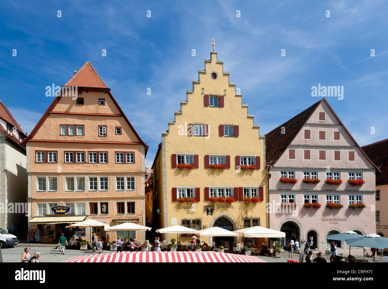 In the main square in Rothenburg ob der Tauber, Ansbach, Franconia, Germany Stock Photo
