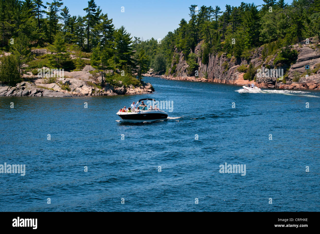 Boating on Bay in Ontario Stock Photo Alamy