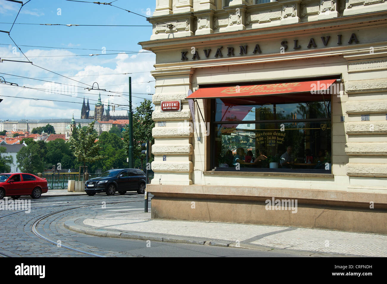 Cafe Kavarna Slavia Prague Czech Republic Stock Photo