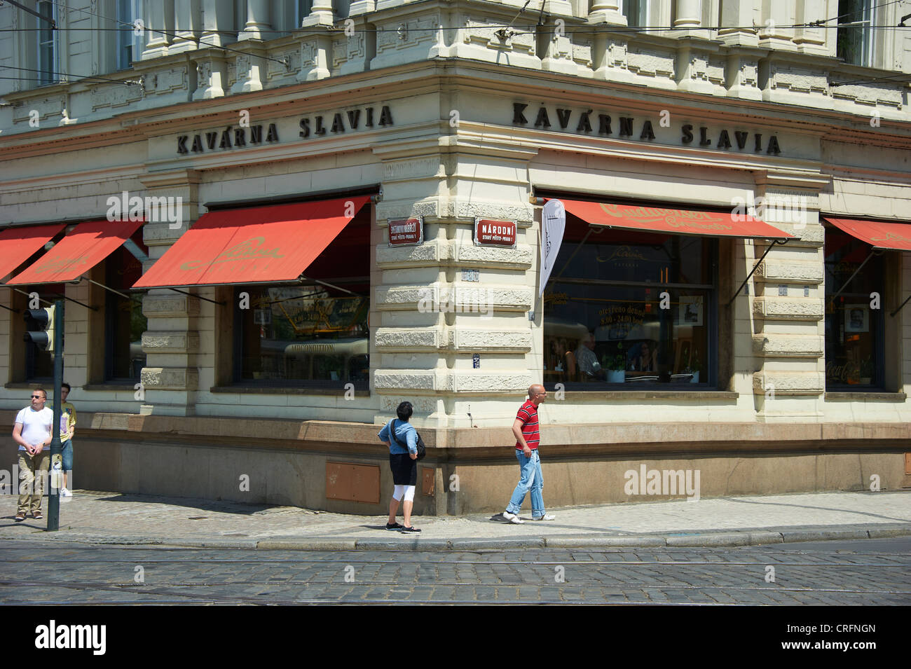 Cafe Kavarna Slavia Prague Czech Republic Stock Photo