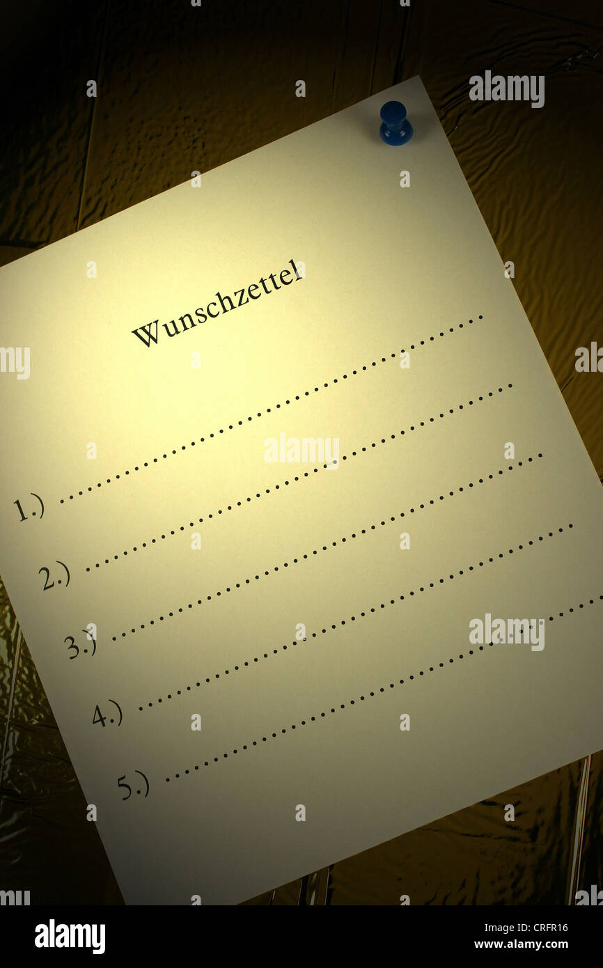 list of wishes Stock Photo - Alamy