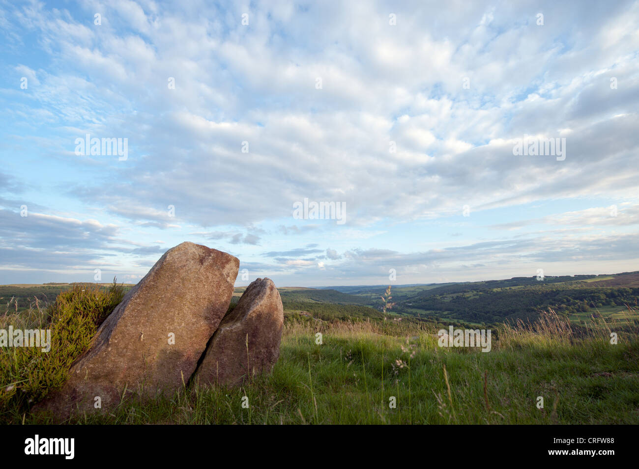 Looking down to Calver from Millstone Edge in Derbyshire Stock Photo