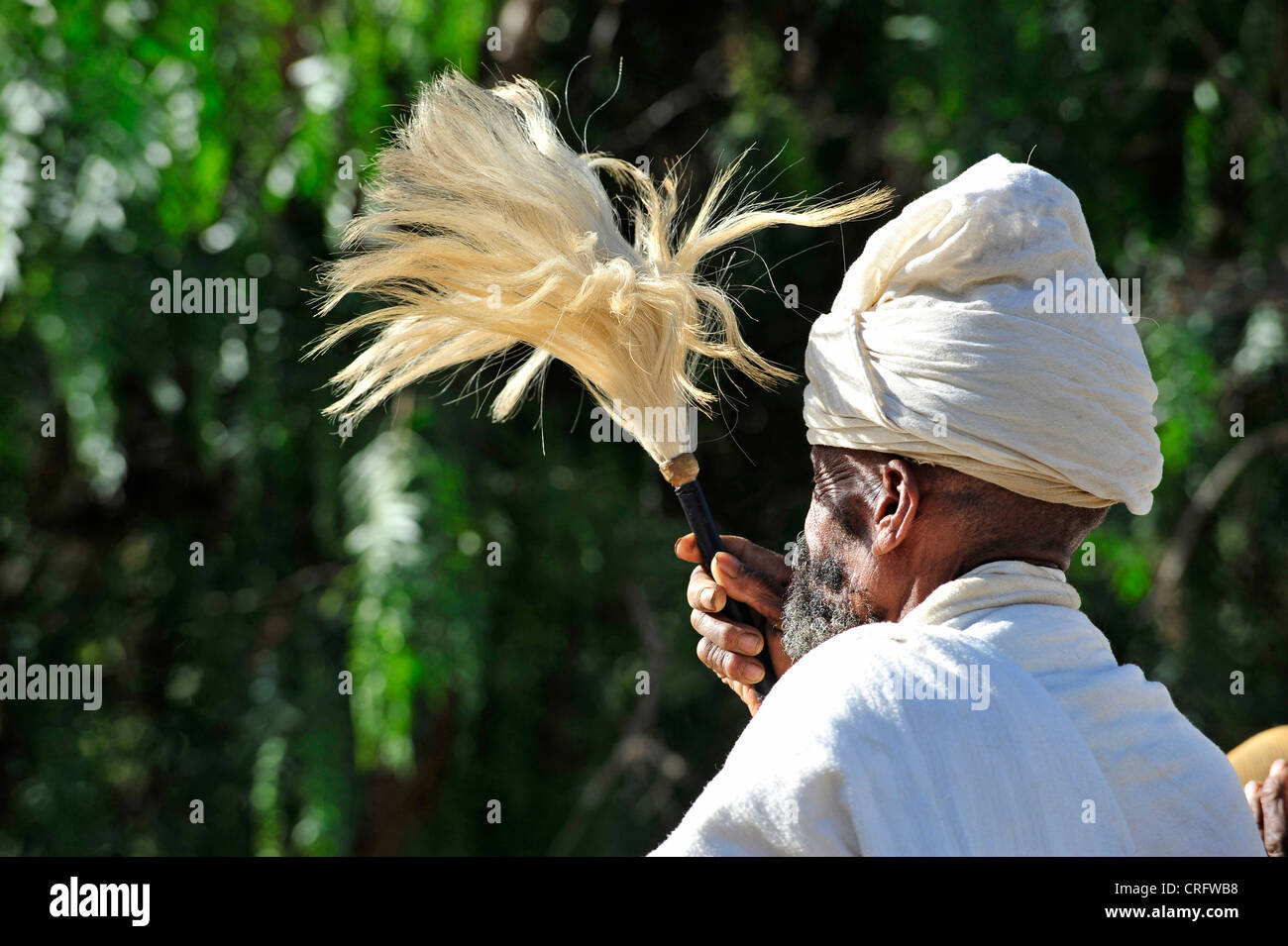 priest with frond, Ethiopia Stock Photo