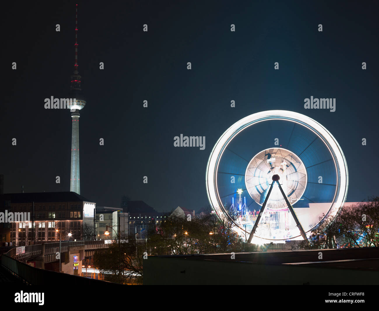 Time lapse view of Berlin amusement park Stock Photo