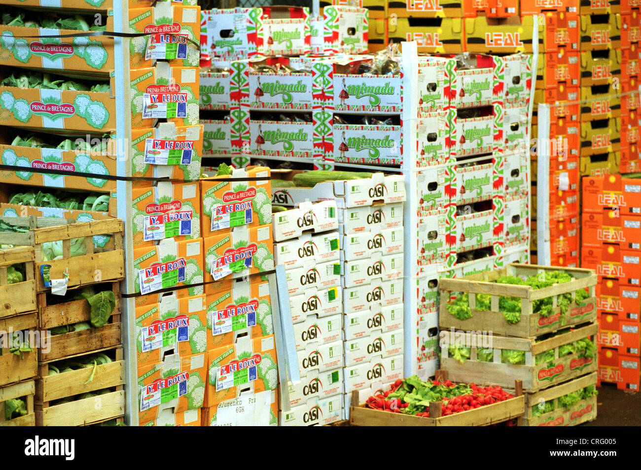 Fruits and vegetables in boxes Stock Photo Alamy