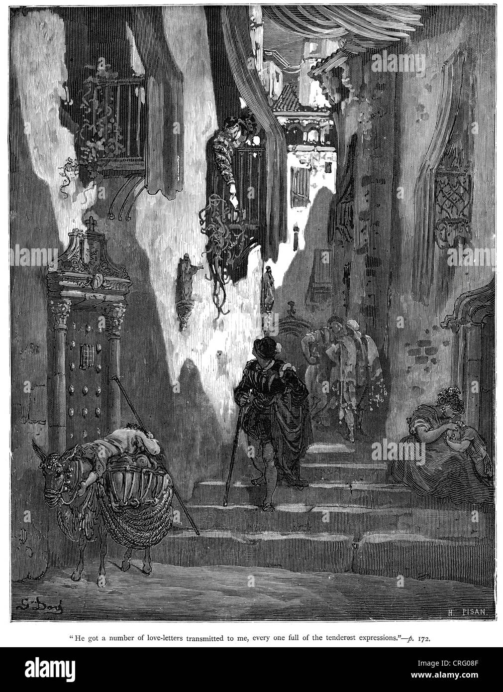 Passing Love Letters Illustration By Gustave Dore From Don Quixote Stock Photo Alamy