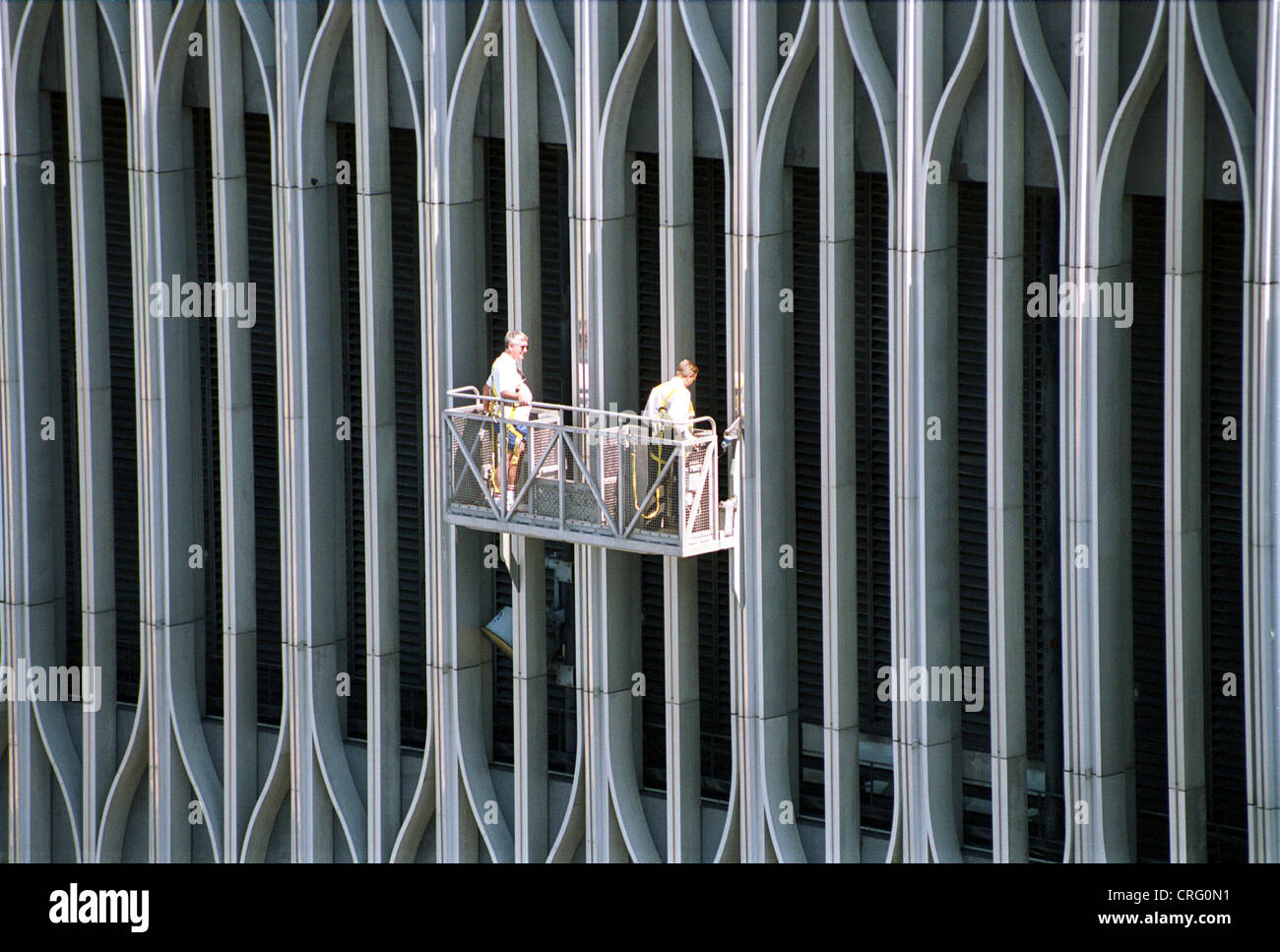 New York, USA, window washer at the World Trade Center Stock Photo