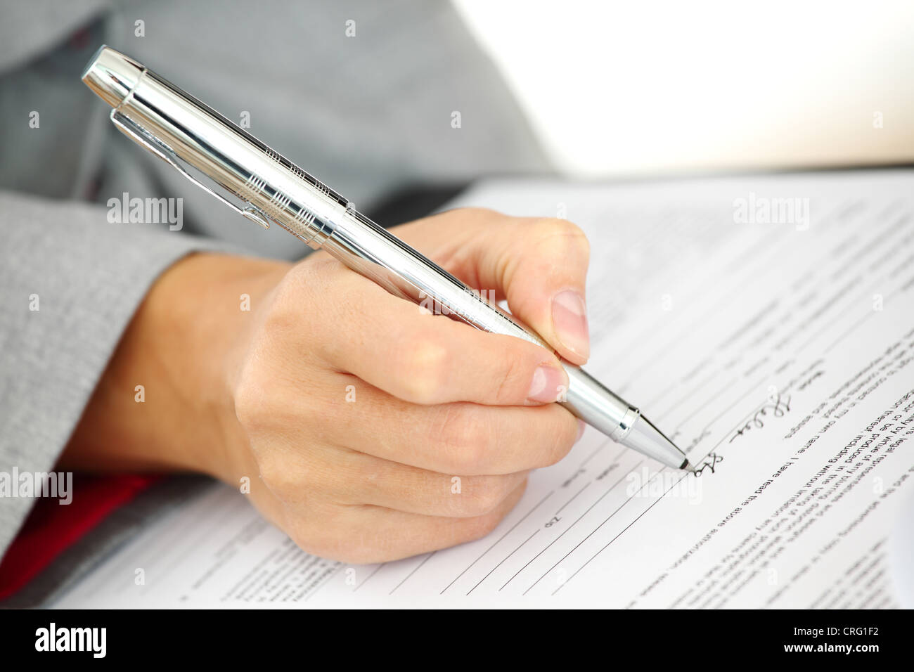 woman write by pen on paper Stock Photo - Alamy