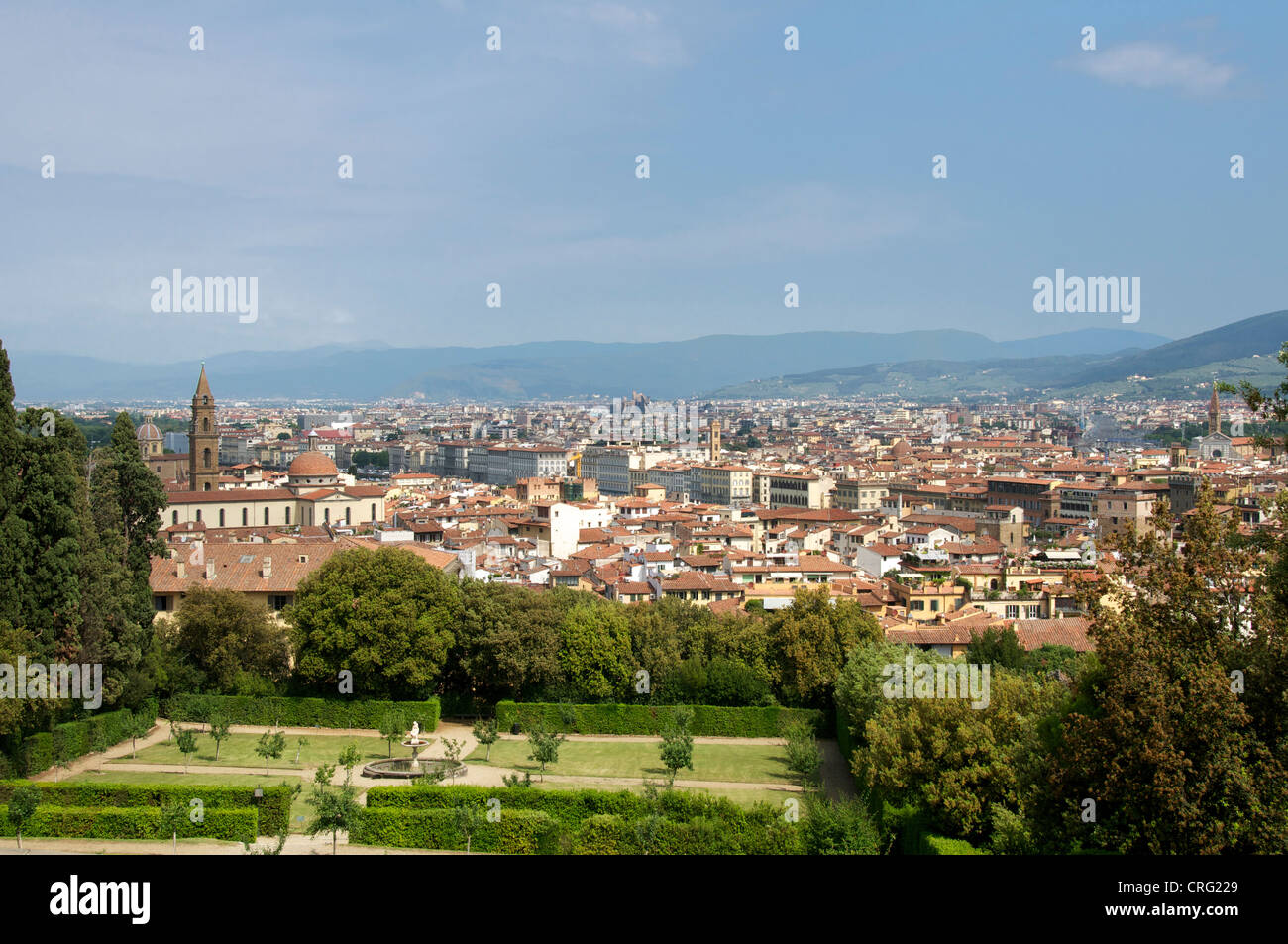 Panoramic view of Florence from Boboli Gardens Italy Stock Photo