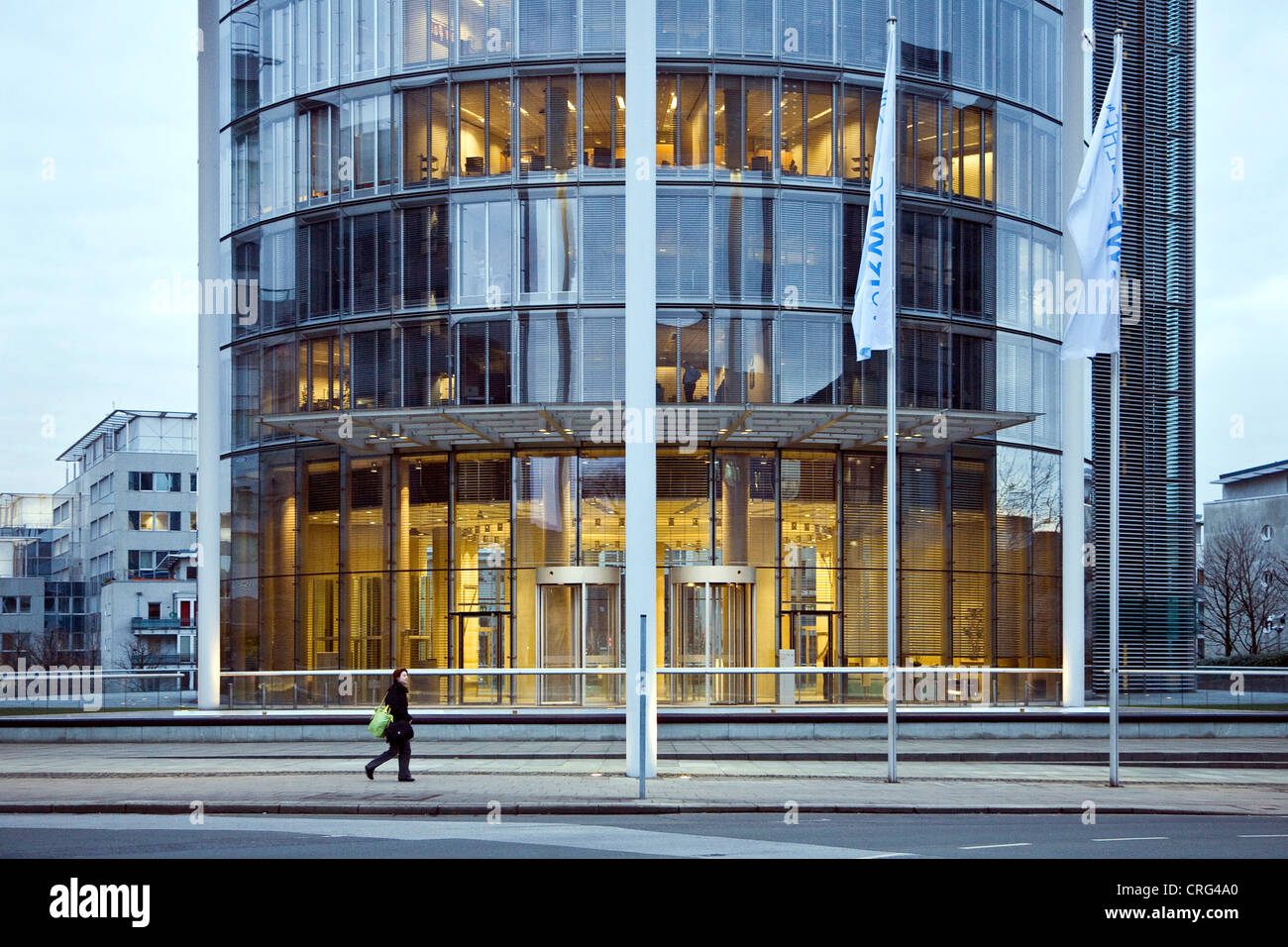 detail of RWE-Tower, highest building of the Ruhr district, Germany, North Rhine-Westphalia, Ruhr Area, Essen Stock Photo