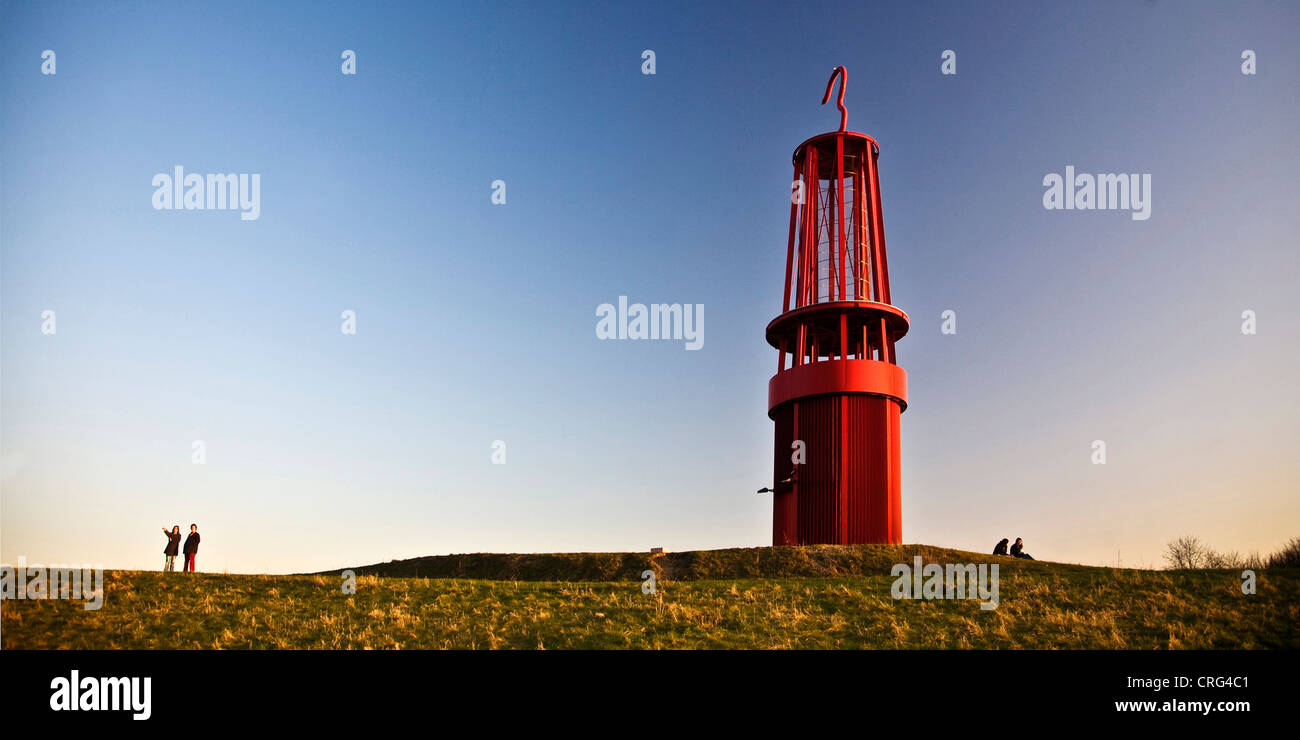 pit lamp as look-out on stuck pile in Moers, Germany, North Rhine-Westphalia, Ruhr Area, Moers Stock Photo