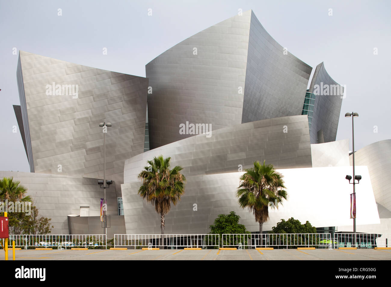 Modern and striking architecture of the Los Angeles Philharmonic at Walt Disney Concert Hall on a sunny day. Stock Photo