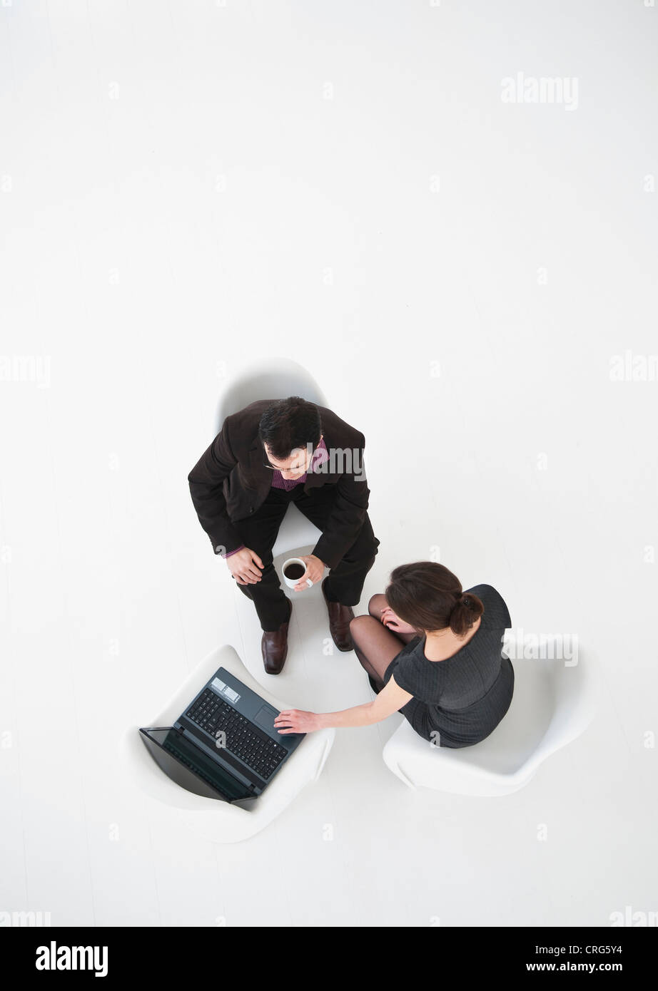 Aerial view of business people working Stock Photo
