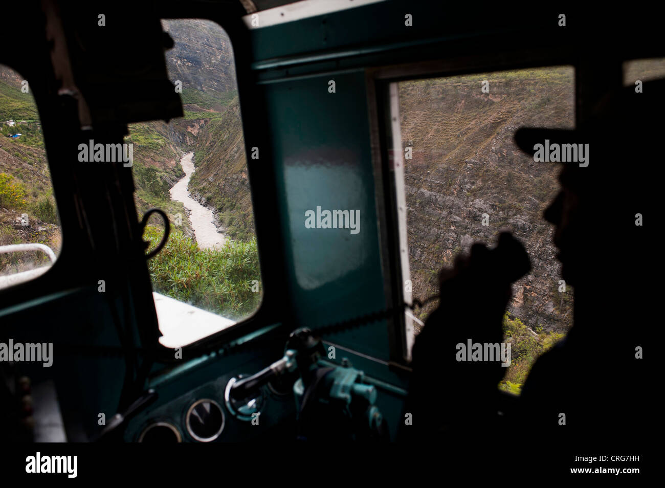 A trip in the Tren Macho, the train that connects the cities of Huancayo and Huancavelica in Peru Stock Photo