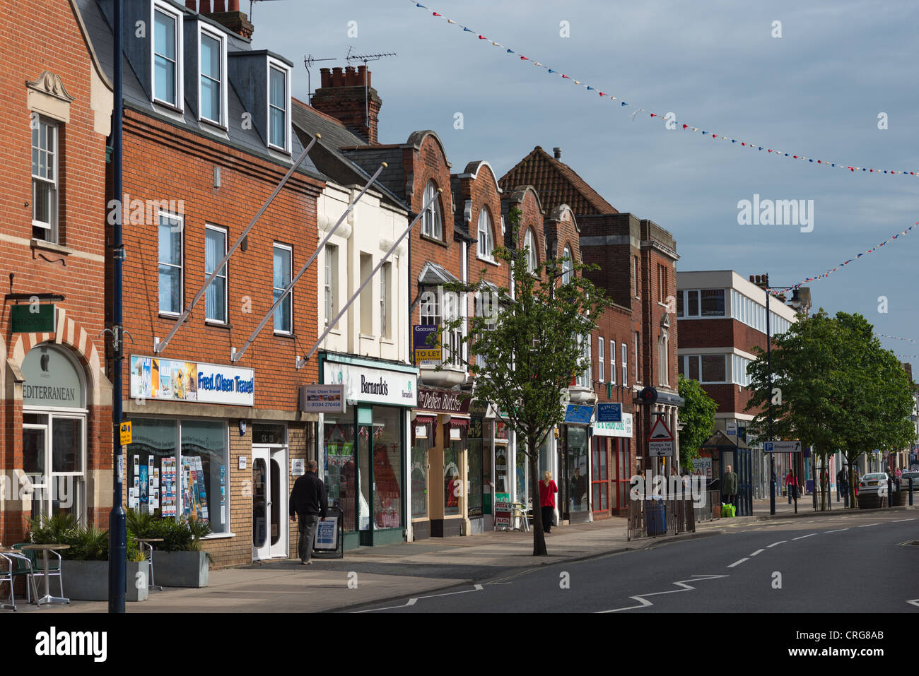 Hamilton Road, the main shopping street in Felixstowe, Suffolk, UK. Stock Photo