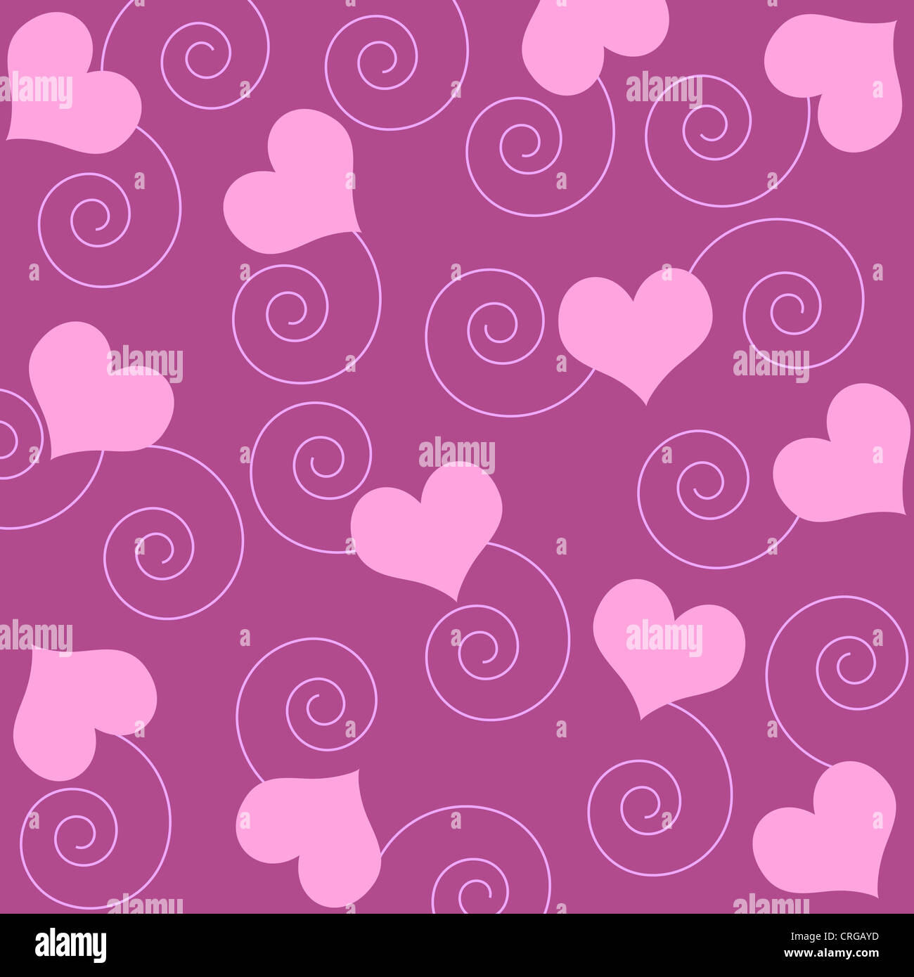 Seamless hearts and spiral pattern Stock Photo